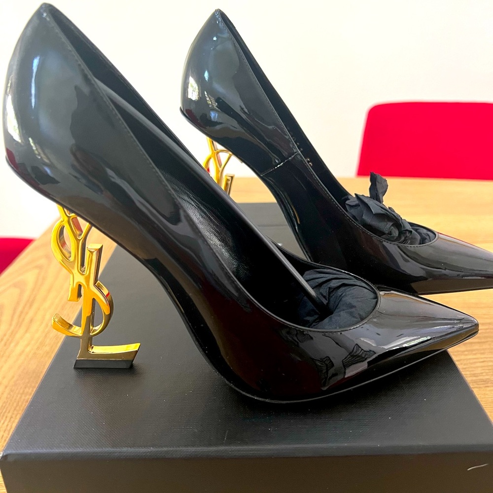 YSL Opyum Heel Pump in Black, size 38/7.5-8 Women